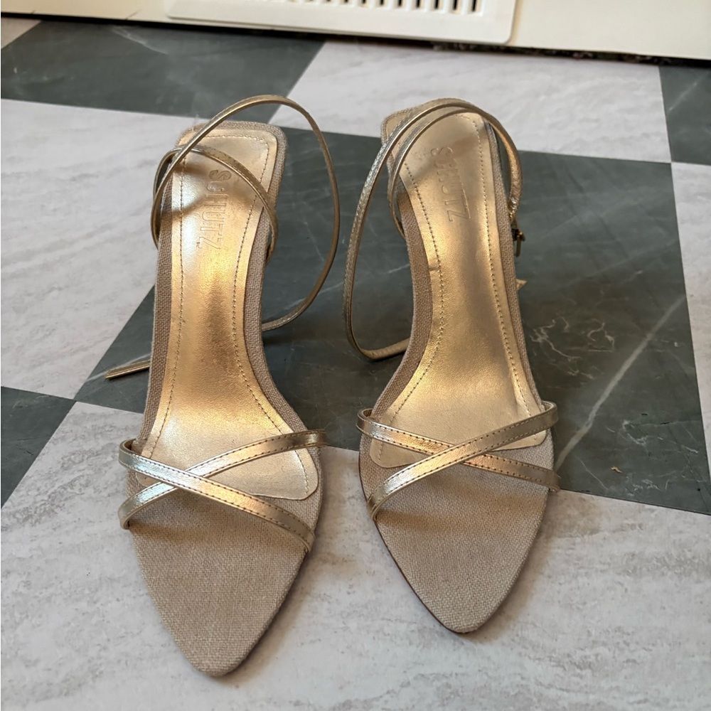 Elegant Gold Strappy Women's Heels